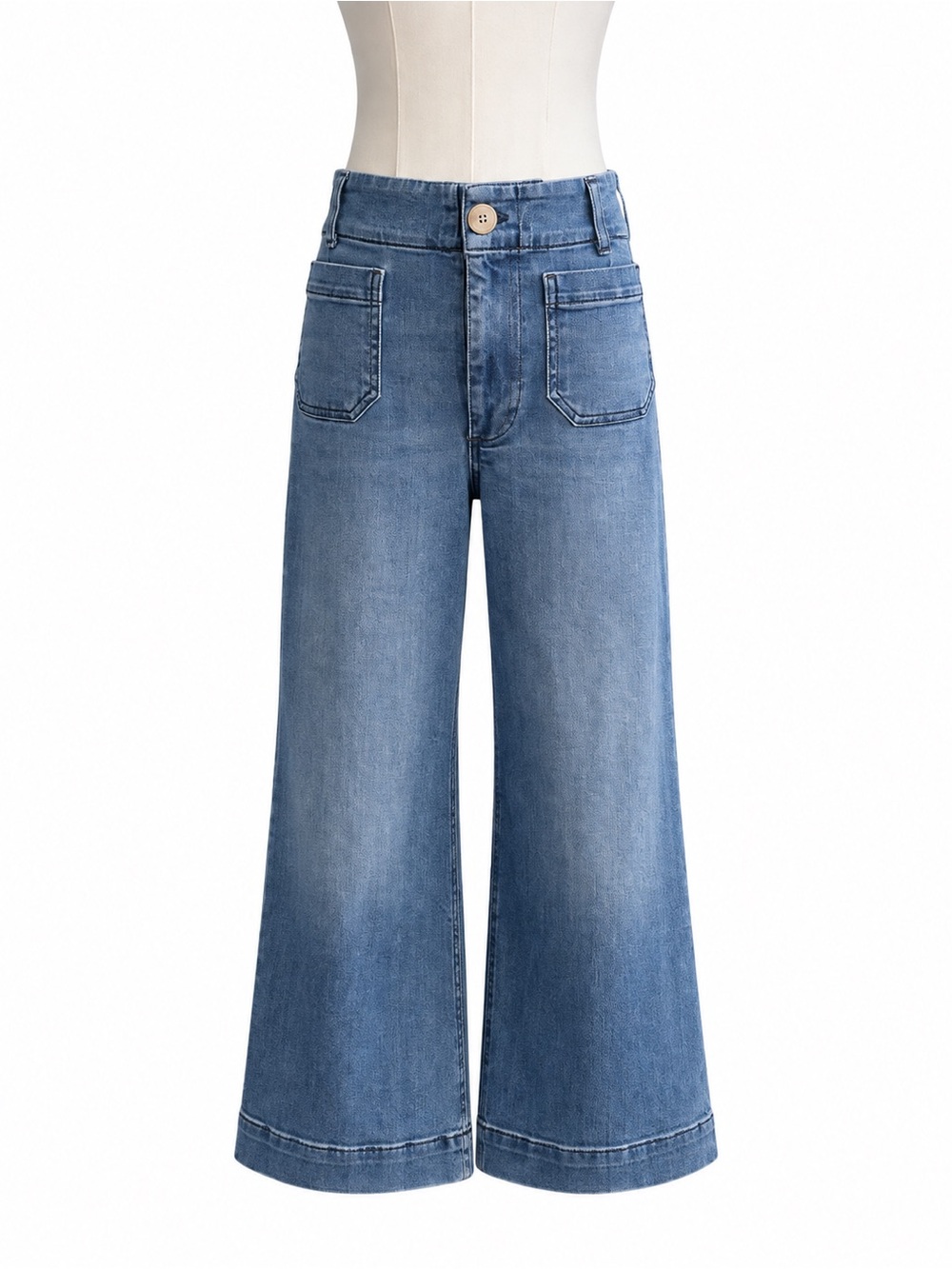Anthropologie Maeve Denim Colette Cropped Wide-Leg Jeans